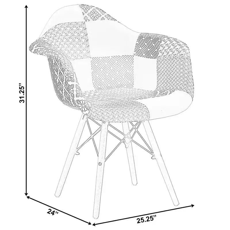 Fauteuil de style Mid-Century Modern en tissu avec pieds en bois de hêtre