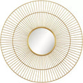 Newhill Designs Conelli Round Vanity Decorative Wall Mirror Modern Warm Gold Leaf Metal Frame 33 3/4 Wide for Bathroom Bedroom Living Room Office